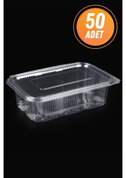 Plastik Sızdırmaz Kap 1500GR cc Kullan At Tek Kullanımlık Plastik Kapaklı Kase 50 Adet