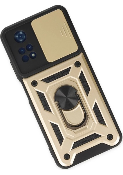 Xiaomi Poco M4 Pro 4g Kılıf Pars Lens Yüzüklü Silikon - Gold Yktsn