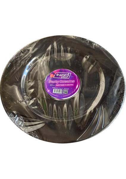 Kullan At Parti Davet Sunum Servis Plastik Sert Mika Tabak - 26 Cm. - Siyah - 6 Adetlik 5 Paket fiyatları