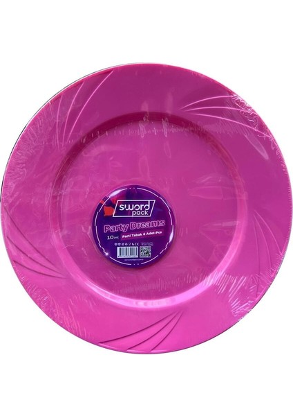 Kullan At Parti Davet Sunum Servis Plastik Sert Mika Tabak - 26 Cm. - Pembe - 6 Adetlik 10 Paket fiyatları