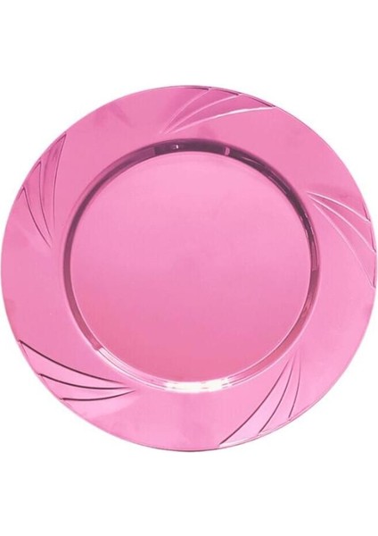 Kullan At Parti Davet Sunum Servis Plastik Sert Mika Tabak - 26 Cm. - Pembe - 6 Adetlik 10 Paket modelleri