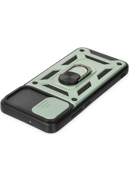 Samsung Galaxy A03 Kılıf Pars Lens Yüzüklü Silikon - Yeşil Yktsn
