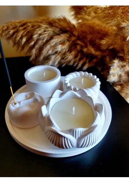 Beyaz Renk 5'li Set (16 cm Sunum Tepsisi 3 Tütsülük) Hediye Tütsü modelleri