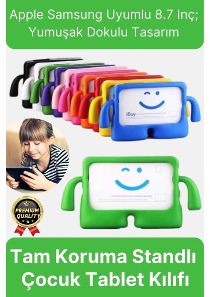 Kids Tutacaklı Apple Samsung Uyumlu 8.7 Inç Eğlenceli Karakterli Standlı Çocuk Tablet Kılıfı