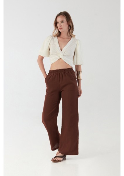 Beli Lastikli Cepli Keten Pantolon