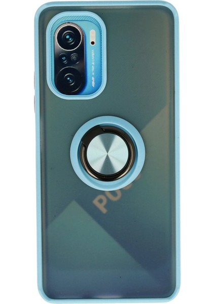 Xiaomi Redmi K40 Kılıf Montreal Yüzüklü Silikon Kapak - Buz Mavi Yktsn