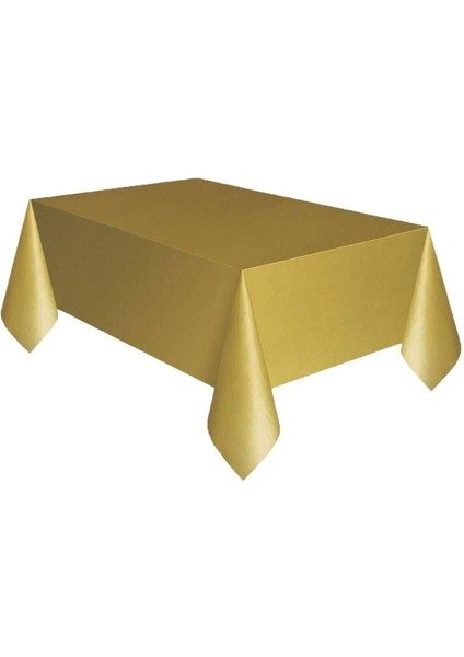 Gold Renk Kullan At Doğum Günü Partisi Için Tek Kullanımlık Düz Plastik Masa Örtüsü 120X180 cm