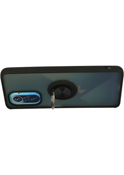 Xiaomi Redmi K40 Kılıf Montreal Yüzüklü Silikon Kapak - Siyah Yktsn