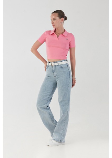 Yakası Aksesuar Detaylı Polo Yaka Crop Tişört fiyatları