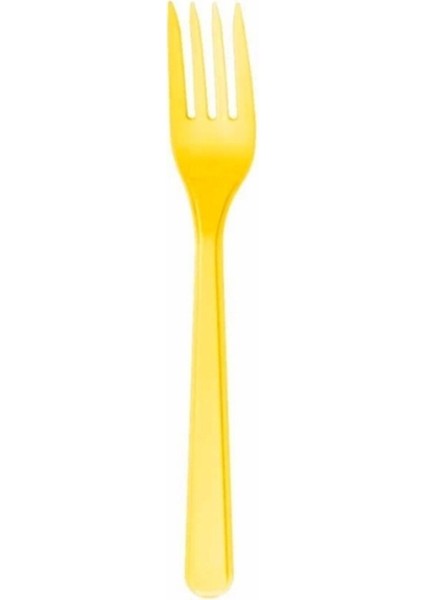 Renk Sarı Plastik Çatal Kullan At 25 Adet