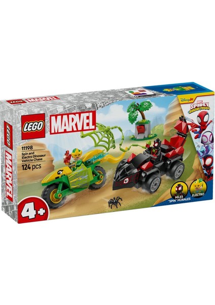Hsyn 11198 Spidey - Spin ve Electro Dinozor Aracı Takibi 124 Parça +4 Yaş Akdenizpos Yeni