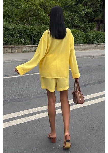 Gömlek ve Şort Flamlı Keten Takım 10130 fırsatları