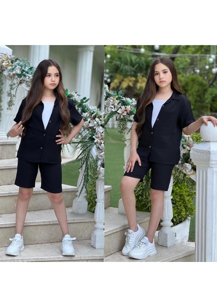 Keten Şortlu Rahat Kız Takım
