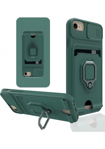 Iphone 6 Kılıf Zuma Kartvizitli Yüzüklü Silikon - Yeşil Yktsn
