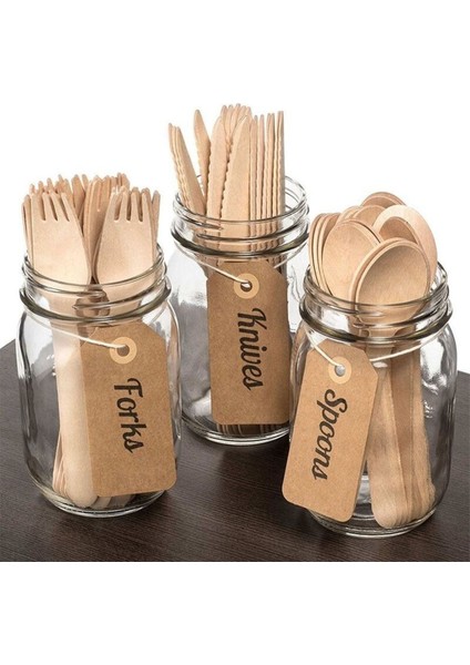 Kullan At Ahşap Tahta 24 Parça Set 8 Kaşık 8 Çatal 8 Bıçak Toplam 24 Parça