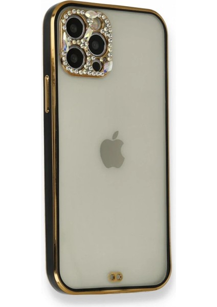 Iphone 12 Pro Kılıf Liva Taşlı Silikon - Siyah Yktsn