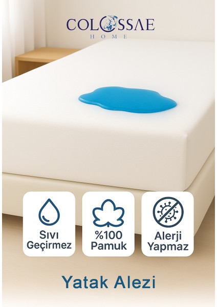 %100 Pamuk Köşe Lastikli Alez – Sıvı Geçirmez Yatak Koruyucu (Tek ve Çift Kişilik)