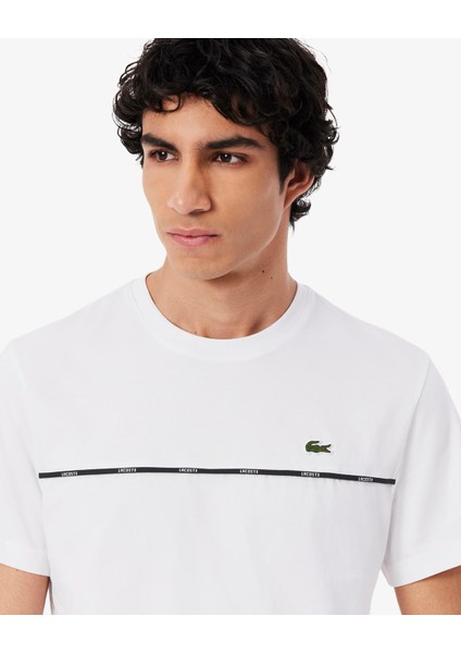 Erkek Slim Fit Bisiklet Yaka Beyaz T-Shirt