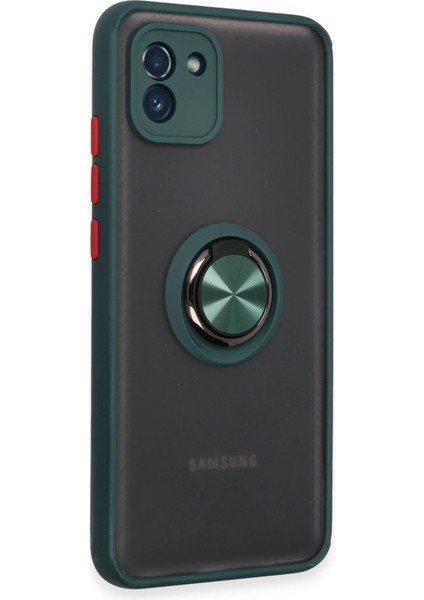 Samsung Galaxy A03 Kılıf Montreal Yüzüklü Silikon Kapak - Yeşil Yktsn