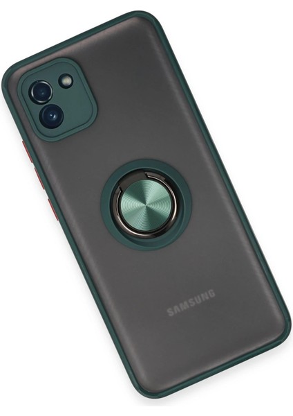Samsung Galaxy A03 Kılıf Montreal Yüzüklü Silikon Kapak - Yeşil Yktsn