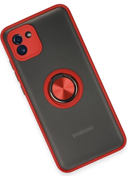 Samsung Galaxy A03 Kılıf Montreal Yüzüklü Silikon Kapak - Kırmızı Yktsn