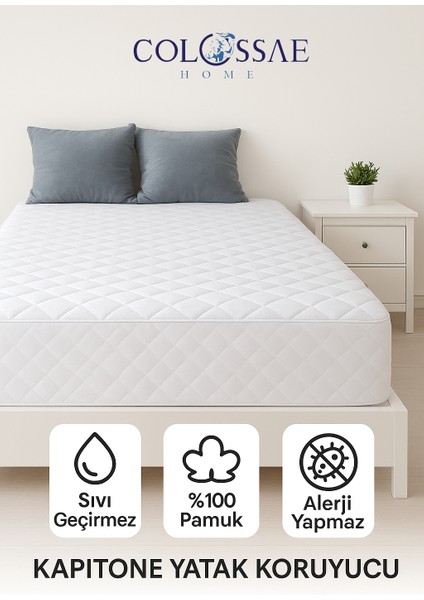 %100 Pamuk Kapitone Fitted Alez – Sıvı Geçirmez Yatak Koruyucu (Tek ve Çift Kişilik)