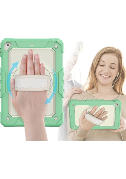 Ipad 5 Air 9.7 Kılıf Strap New Tablet Kapak - Yeşil Yktsn