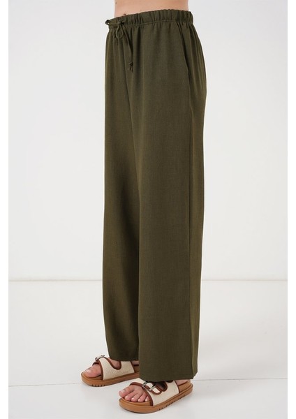 Geniş Paça Keten Pantolon 6735 - Haki fiyatları