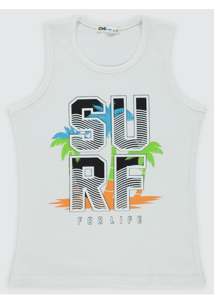 Erkek Çocuk Tişört 6-9 Yaş Beyaz