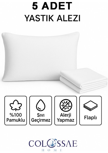 %100 Pamuk 5'li Yastık Alez Seti – Sıvı Geçirmez Yastık Kılıfı (50X70 Cm)