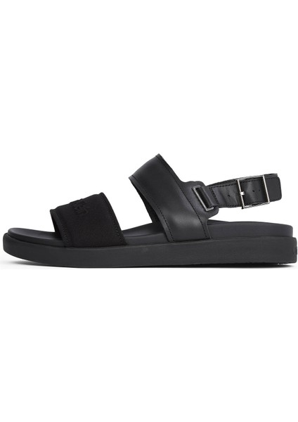 Deri Siyah Erkek Sandalet Back Strap W/ Buckle Logo fiyatları