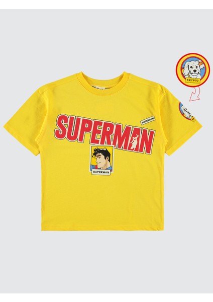 Süperman Erkek Çocuk Tişört 6-9 Yaş Sarı