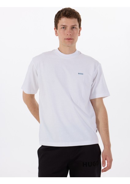 Bisiklet Yaka Beyaz Erkek T-Shirt Te_numbers