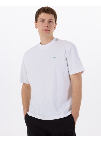 Bisiklet Yaka Beyaz Erkek T-Shirt Te_numbers