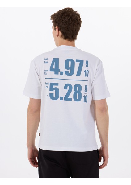 Bisiklet Yaka Beyaz Erkek T-Shirt Te_numbers
