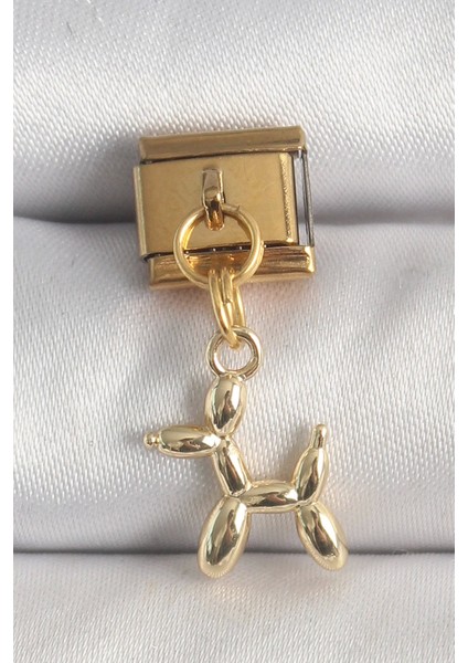316L Çelik Gold Renk Sallantı Balan Köpek Model Nomination Charm