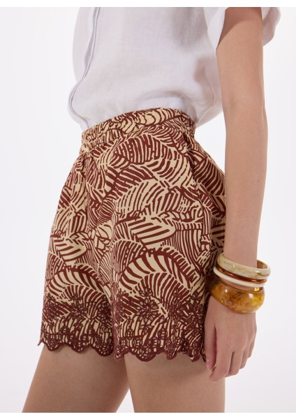 Normal Bel Rahat Bordo Kadın Şort Onllou Lıfe Emb Loose Shorts Wvn fırsatları