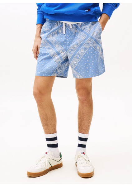 Regular Fit Açık Mavi Erkek Şort DM0DM21945DY6 Tjm Aop Loose Beach S