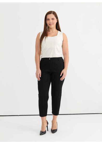 Normal Bel Normal Siyah Kadın Pantolon 25YSL5388-BB