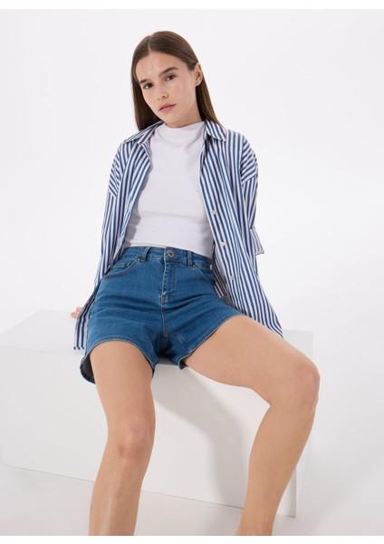 Normal Bel Relaxed Lacivert Kadın Denim Şort L5SL-SRT9047 fiyatları