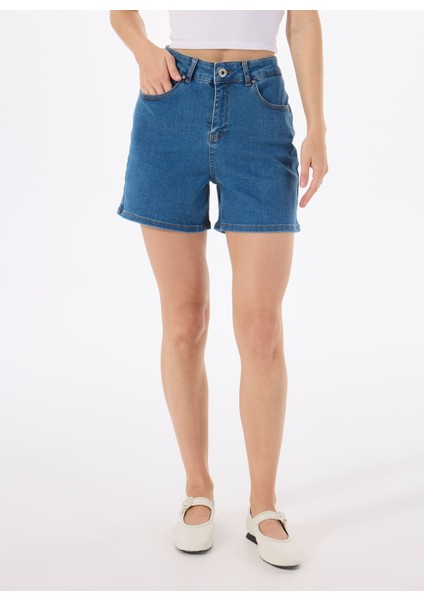 Normal Bel Relaxed Lacivert Kadın Denim Şort L5SL-SRT9047 modelleri