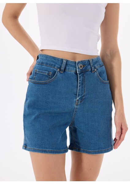Normal Bel Relaxed Lacivert Kadın Denim Şort L5SL-SRT9047 indirimleri
