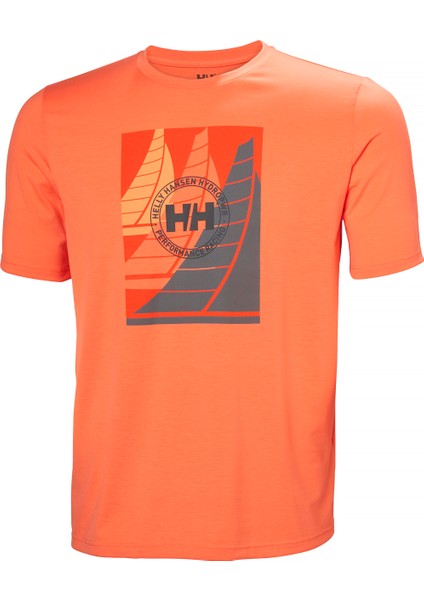 HHA.34419_HELLY Hansen Hp Race Grap Turuncu Bisiklet Yaka Normal Düz Erkek T-Shirt fırsatları