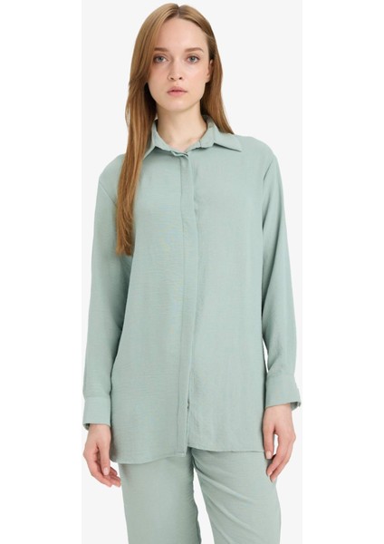 Relax Fit Basic Düz Uzun Kollu Gömlek Tunik D2991AX25SM modelleri