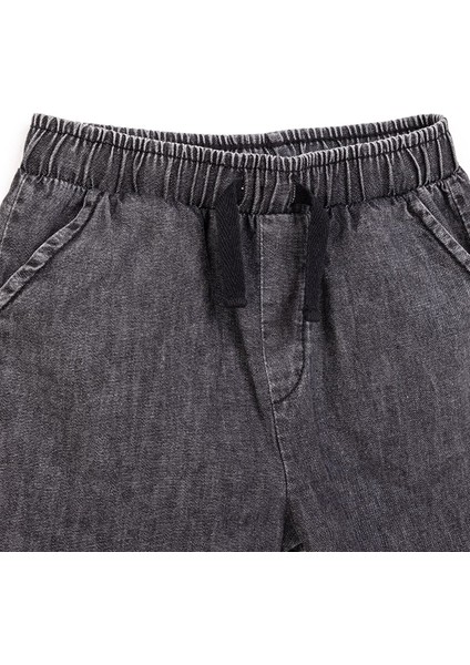 Erkek Bebek Basic Şort Denim Reçme Paça Siyah modelleri