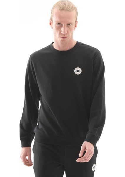 C10027001 Converse Go-To Standard-Fıt Chuck Taylor Patch Crew Sweatshirt Siyah