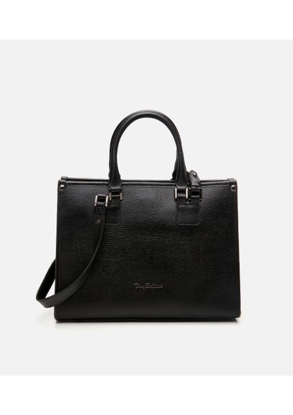 03CAH309460A100 KADIN Deri Siyah Omuz Çantası