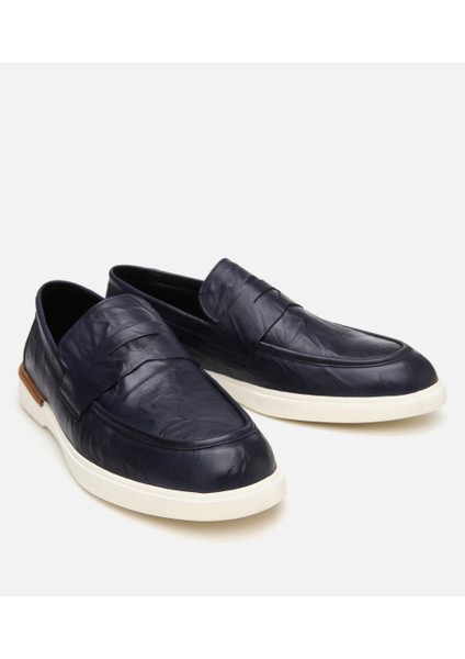 02AYH305440A680 ERKEK Deri Lacivert Ultra Hafif Tabanlı Klasik Loafer