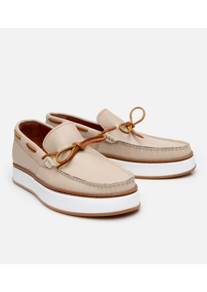 02AYH303050A310 ERKEK Deri Bej Bağcık Detaylı Loafer fiyatları