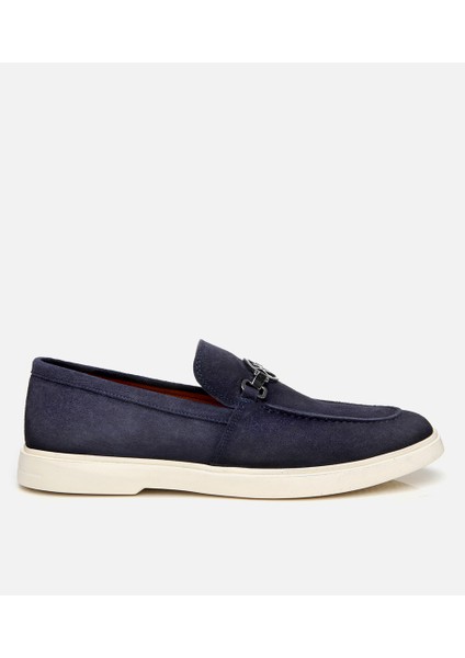 02AYH303010A680 ERKEK Süet Deri Lacivert Toka Detaylı Loafer